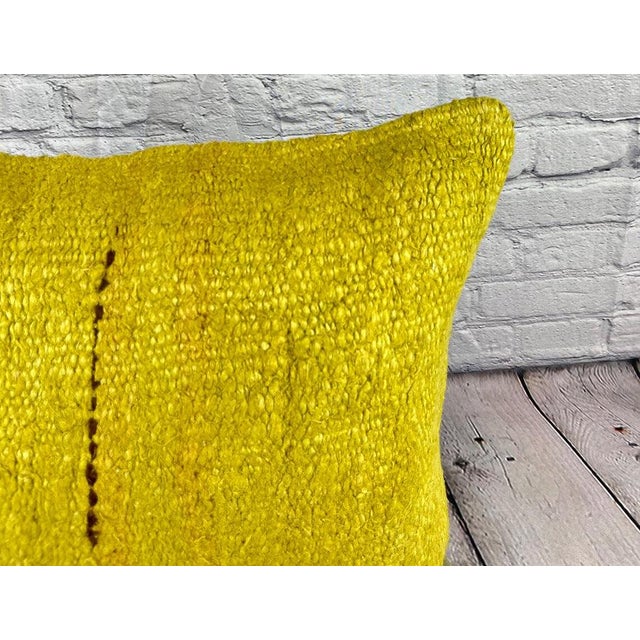 Turkish 20 x 20 Hemp Pillow Turkish Cushion Natural Green Pillow Cushion Cover For Sale - Image 3 of 4