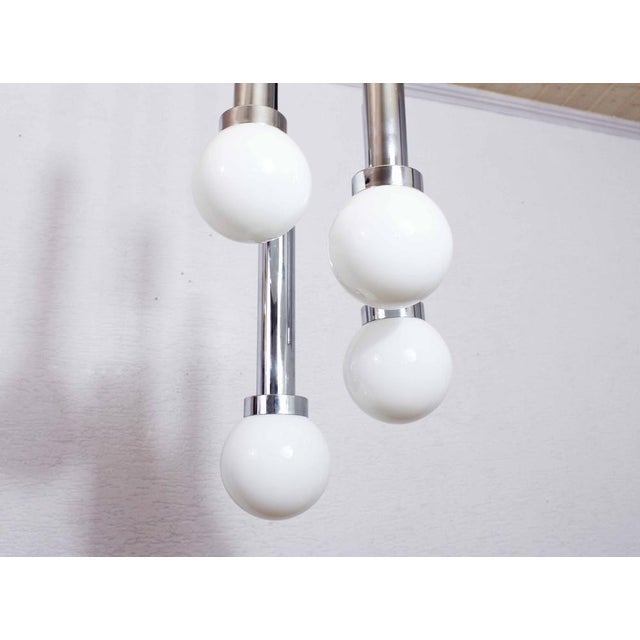 Suspension Light in Chromed Metal and Opaline Glass, Italy, 1970s For Sale - Image 13 of 15