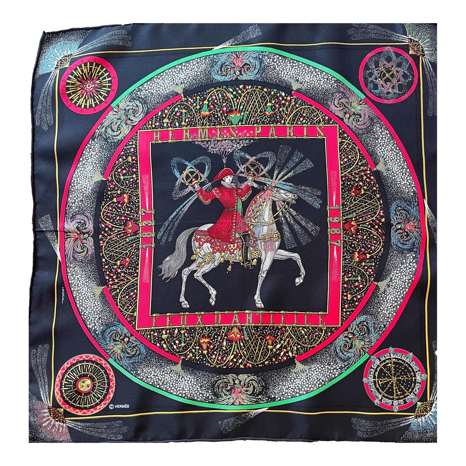 Shu★HERMES スカーフ FEUX D'ARTIFICE 3枚セット Hermes Feux D'artifice Silk Scarf Designed For The 150th