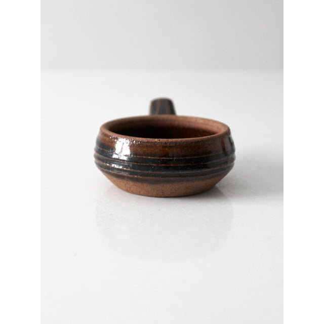 Ceramic Vintage Handmade Studio Pottery Handled Bowl For Sale - Image 7 of 11