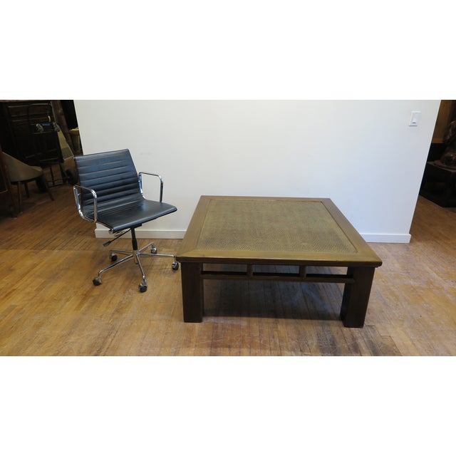 Wood 20th Century Asian Rattan Top Low Coffee Table For Sale - Image 7 of 9