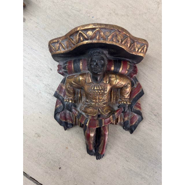 Late 20th Century Vintage Venetian Style Polychrome Figural Wall Brackets - A Pair For Sale - Image 5 of 11