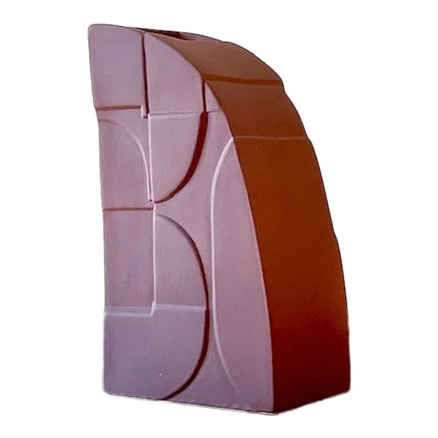 Vintage Signed Geometric Slab Built Studio Pottery Vase For Sale