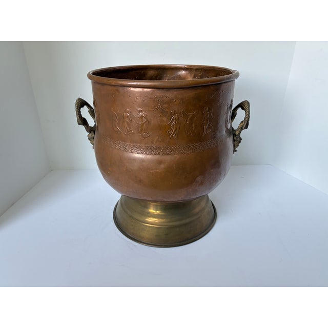 Rustic European Vintage French Art Nouveau Copper Brass Planter Jardiniere | Pot | Champagne Bucket For Sale - Image 3 of 16