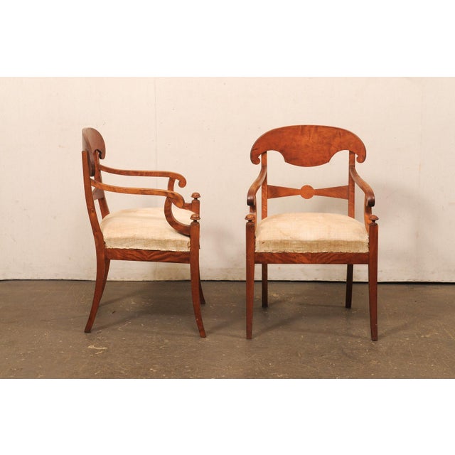 Early 19th Century Pair Swedish Empire Armchairs, Early 19th C For Sale - Image 5 of 11