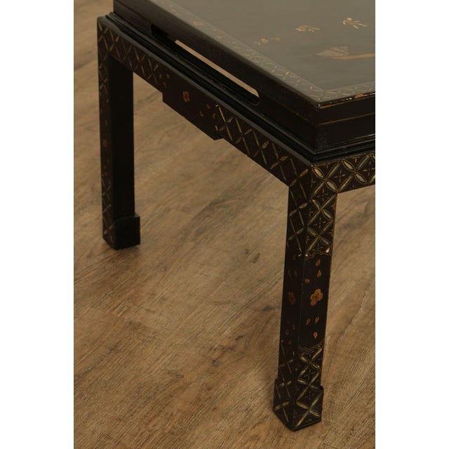 Chinese Chinoiserie Black Lacquered Coffee Table Chairish