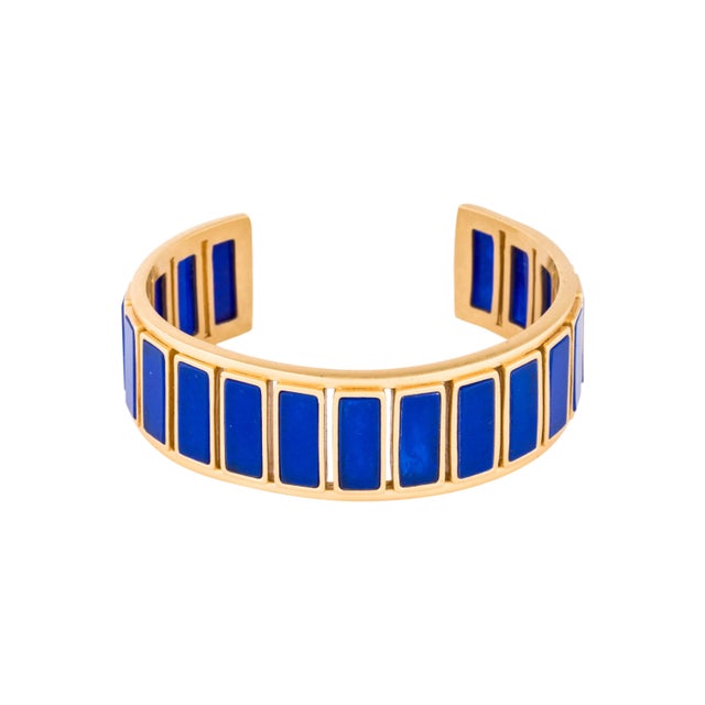 Contemporary Tory Burch Rectangular Resin Cuff Gold Plated One Size Talosel Style For Sale - Image 3 of 8