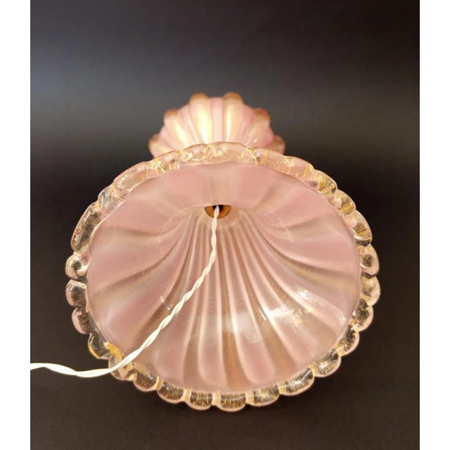 1950s Pink Murano Glass and Gold Leaf Table Lamp, 1950s For Sale - Image 5 of 13