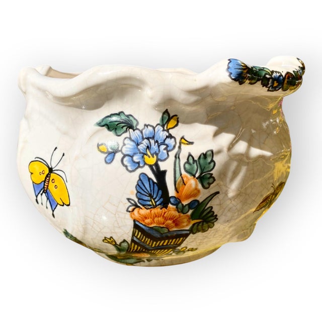 French Early 20th Century French Faience Cache Pot For Sale - Image 3 of 13
