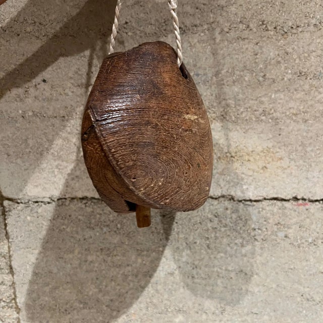 For your consideration, an antique 1930s farmhouse rustic cow bell, hand-carved from solid oak wood. It is hand crafted...