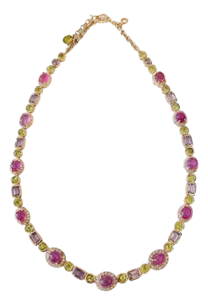 Bochic "Capri" Ruby, Amethyst, & Peridot Necklace Set in 18K Gold & Silver
