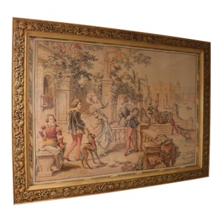 Vintage Aubusson Style Tapestry in Giltwood Frame, Early 20th Century For Sale
