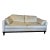 Large Vanguard White Leather & Navy Blue Trimmed Sofa For Sale