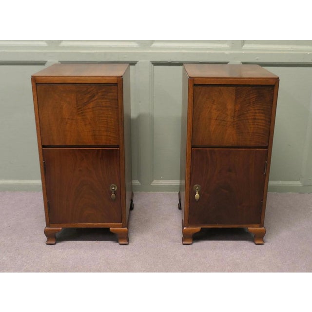 Vintage Art Deco Bedside Tables in Walnut, 1930, Set of 2 For Sale - Image 3 of 7