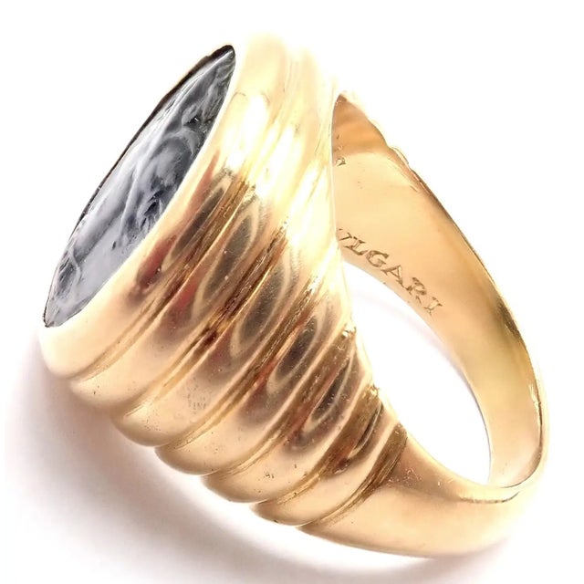 Contemporary Bulgari Gold Monete Antique Coin Signet Ring, Size 6.5 For Sale - Image 3 of 10