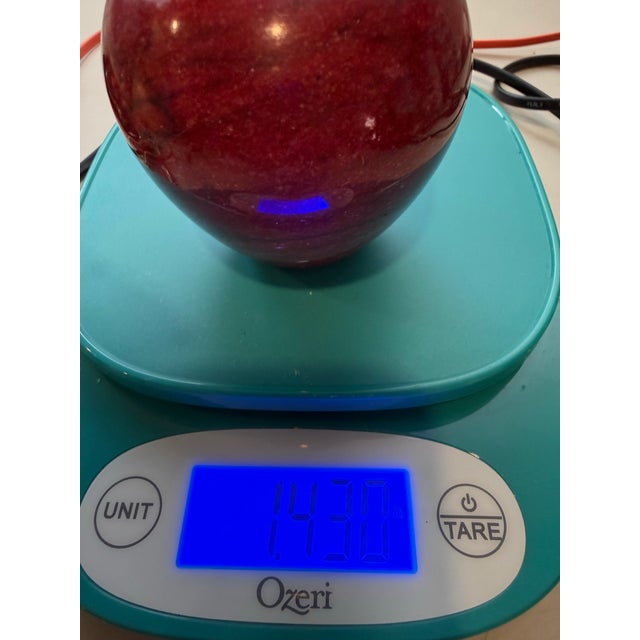 1960s Solid Red Marble Alabaster Apple Paperweight Decor With Brass Stem For Sale - Image 12 of 12