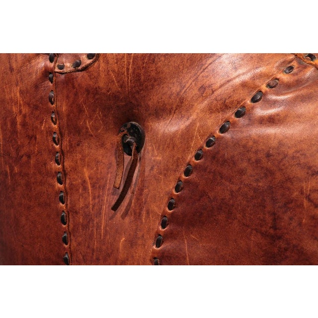Italian Brutalist Leather Loveseat Sculptural Two-Seater, 1970s For Sale - Image 12 of 13
