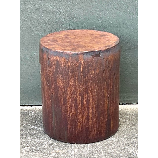 Late 20th Century Vintage Boho Matte Glaze Low Stool For Sale - Image 5 of 8