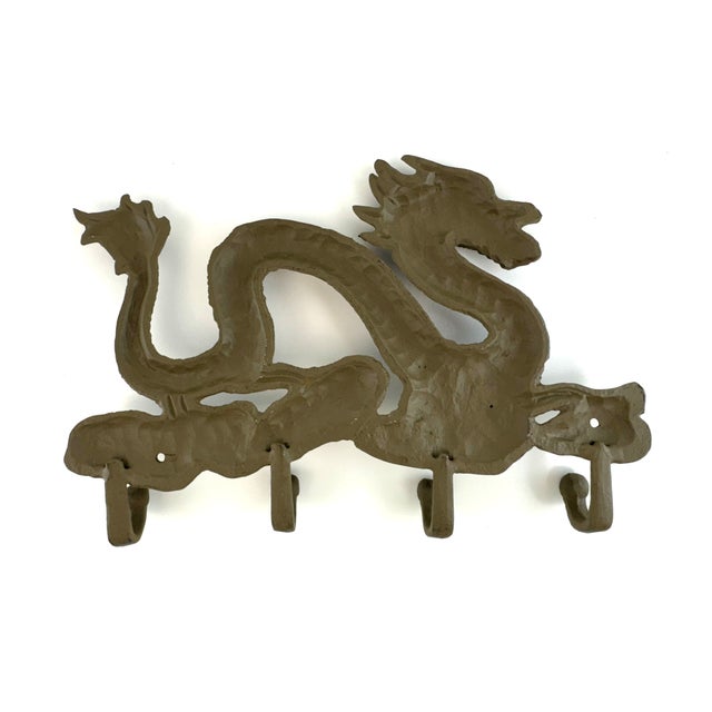 Metal Vintage Cast Iron Dragon Wall Hook Rack With Four Hooks For Sale - Image 7 of 7