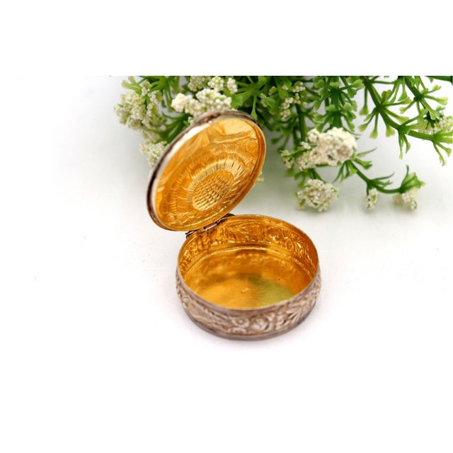 Silver Pill Box with Gilt Interior For Sale - Image 5 of 6