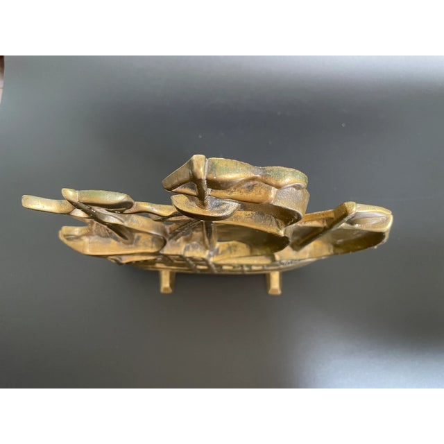 Mid 20th Century Vintage Solid Brass Colonial Ship Sailing Boat Doorstop For Sale - Image 5 of 13