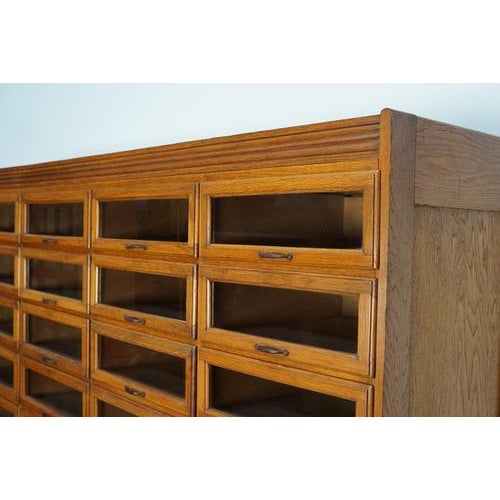 1920s Large English Haberdashery Shop Cabinet with Glass Fronted Drawers, 1920s For Sale - Image 5 of 18