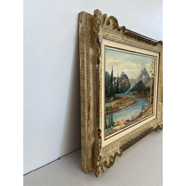 1970s Vintage Teton Mountains Scenic Landscape Framed 1971 Painting by f.d. Lessley. For Sale - Image 5 of 8