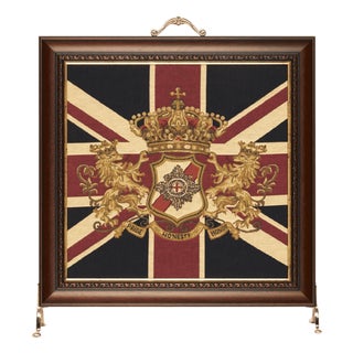 Union Jack Crest Tapestry Firescreen For Sale