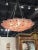 Modern Murano pink disc flush mount chandelier. Circa 2000. The chandelier has been professionally re-wired, cleaned and...