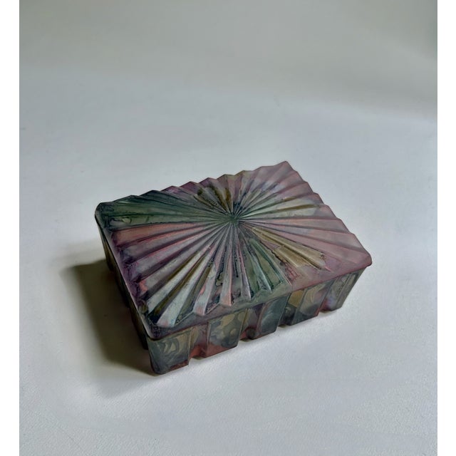 Contemporary Iridescent Rainbow Glass Lidded Box, 1970's For Sale - Image 3 of 14