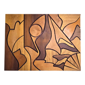 1960s Modernist Abstract Carved Wood Wall Art Sculpture