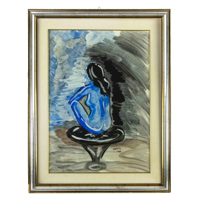 1980s Grazia Mottes, Nude from the Back, Mixed Media, 1987 For Sale - Image 5 of 5