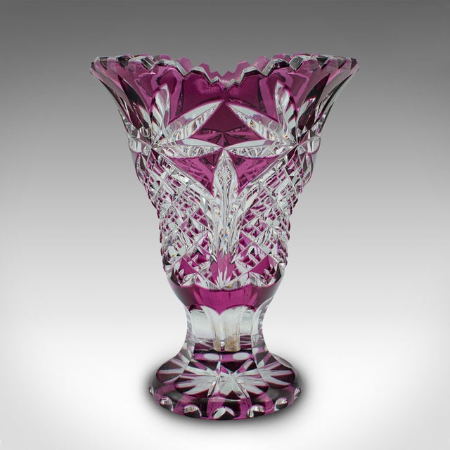 This is an antique decorative vase. An English, cut glass flower vase, dating to the late Victorian period, circa 1880. Of...