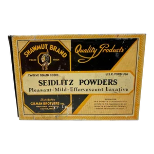 Vintage Shawmut Brand Seidlitz Powders Metal Tin Box, Made in Usa