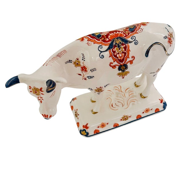 1970s 1970 Royal Delft Polychrome Cow Figurine For Sale - Image 5 of 10