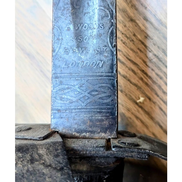 Rare Antique Basket-Handled Cutlass Pair (1865 E. Woods and Sons) For Sale - Image 10 of 11