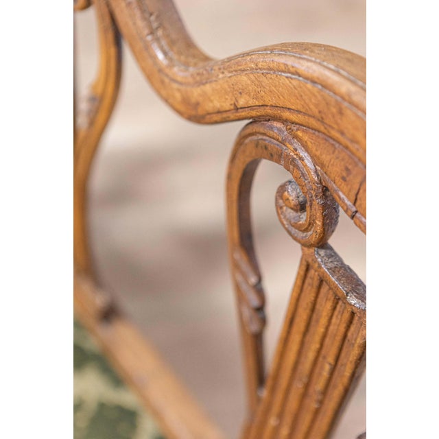 Tuscan Tuscan 18th Century Walnut Sofa from Villa Fioravanti with Carved Lyre Motifs For Sale - Image 3 of 14