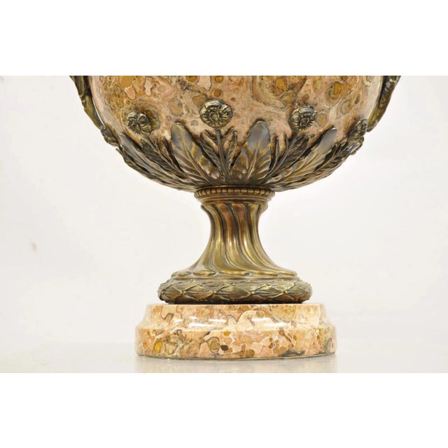 Late 20th Century Vintage Bronze and Marble French Baroque Style Lidded Urn Centerpiece Cassolette For Sale - Image 5 of 11