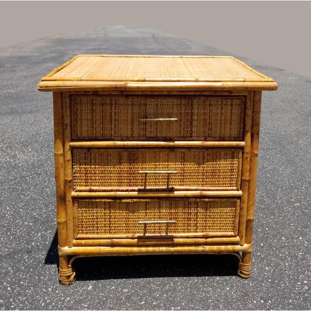 Vintage Mid Century Modern Bamboo Rattan Nightstand Chairish