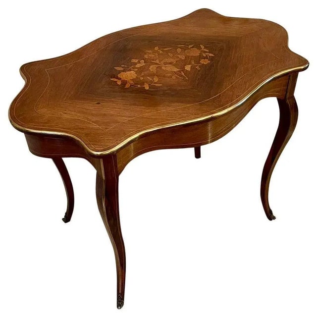 Antique French Louis XV Marquetry Inlaid Center Table For Sale - Image 14 of 14