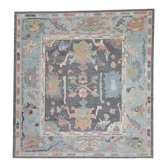Square Turkish Oushak Rug 12'3" x 12'10" For Sale