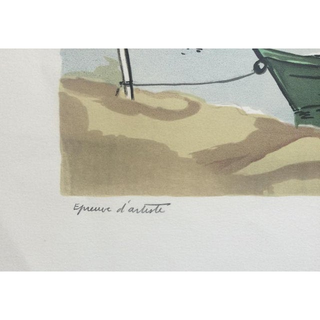 Modern Yves Brayer, Boat in the Camargue, Original Signed Lithograph For Sale - Image 3 of 6