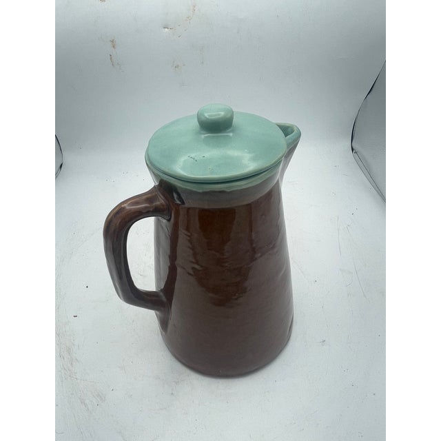 1970s Brown Ware Lidded Pitcher For Sale - Image 5 of 7