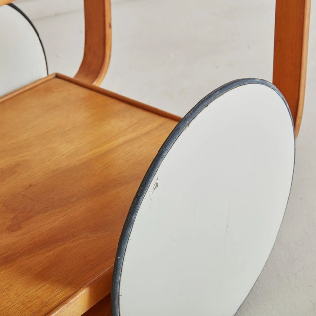 Wood Iconic + Rare Early Edition Bar Cart by Alvar + Aino Aalto for Artek, Designed in 1936 For Sale - Image 7 of 10