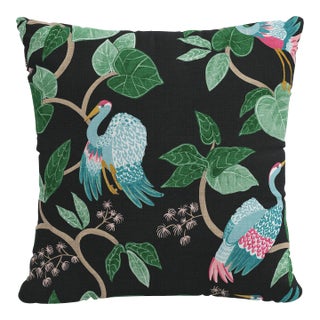 22" Indoor/Outdoor Pillow in Black Josephine Chinoiserie For Sale