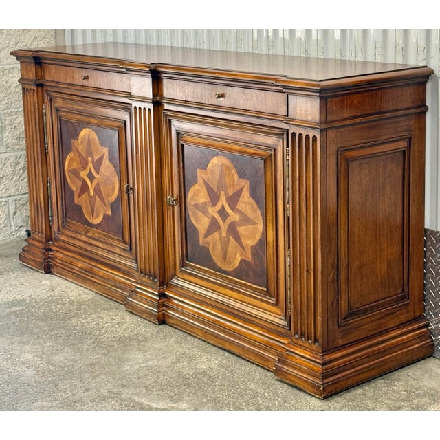 Tuscan Ethan Allen Marquetry Lombard Inlaid Tuscan Sideboard For Sale - Image 3 of 12