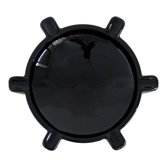 Streamline Moderne Black Glass Ashtray, 1940s For Sale