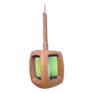Pendant Lamp in Teak and Glass attributed to AB Stilarmatur, Tranås, Sweden, 1960s For Sale