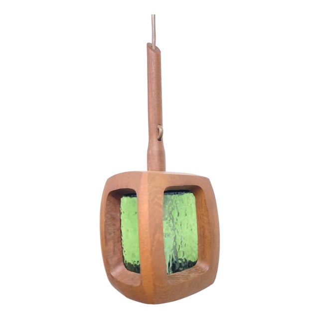 Pendant Lamp in Teak and Glass attributed to AB Stilarmatur, Tranås, Sweden, 1960s For Sale