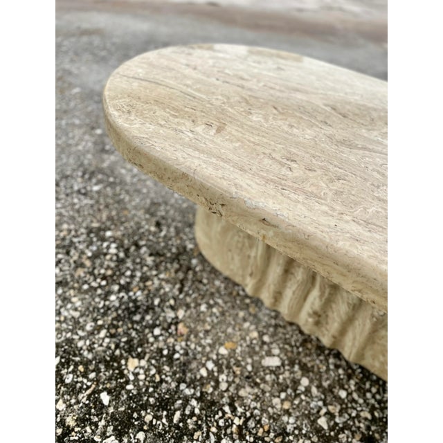 Vintage Modern Stone Coffee Table With Ripple Pedestal Base | Italian Style For Sale - Image 10 of 13